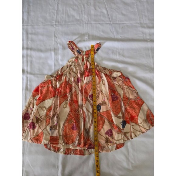 ENTRO Orange & Pink Boho Style Tassel Print Flowy Halter Top Size Large - Picture 9 of 9